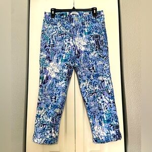 Nine West ladies multicolor blue size 8 Christie Capris pants